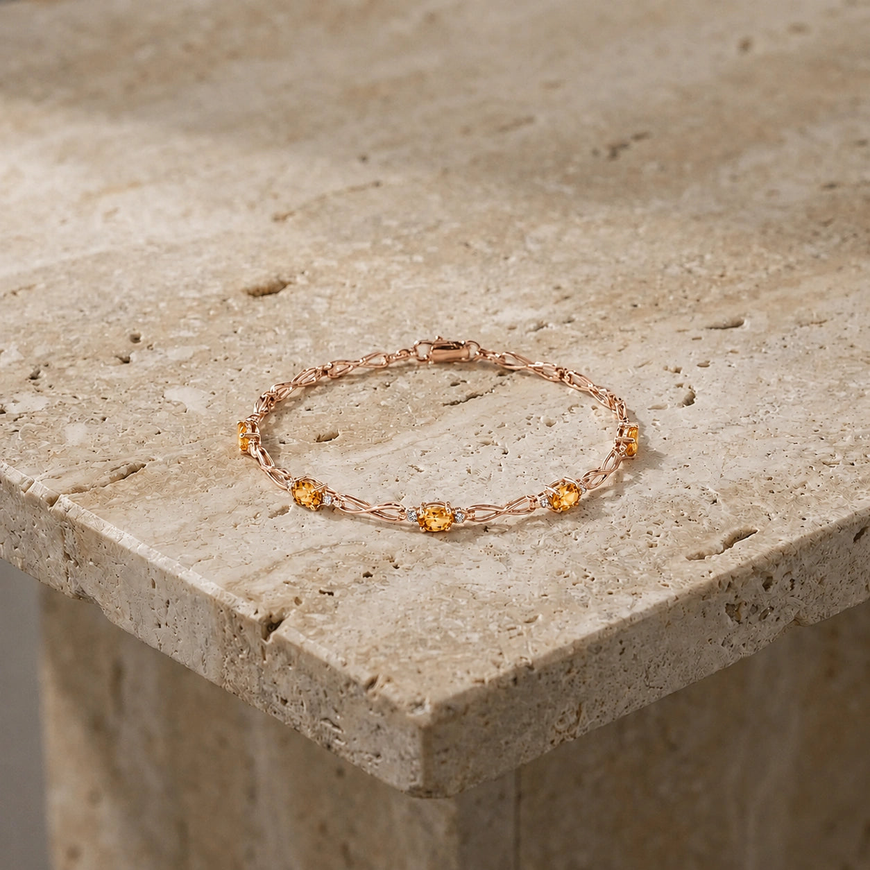Rose Gold Diamond & Citrine — Mariagreta