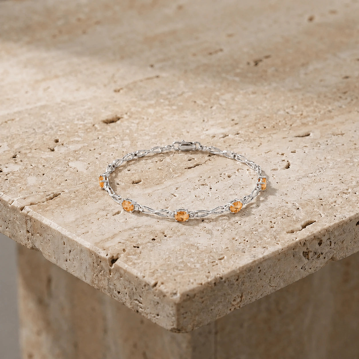 White Gold Diamond & Citrine — Mariagreta