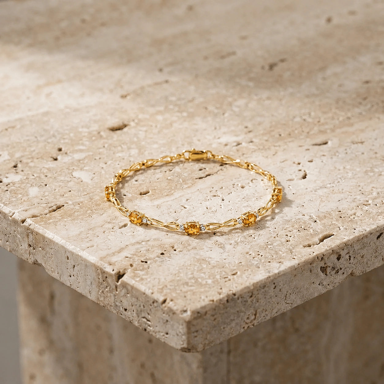 Yellow Gold Diamond & Citrine — Mariagreta