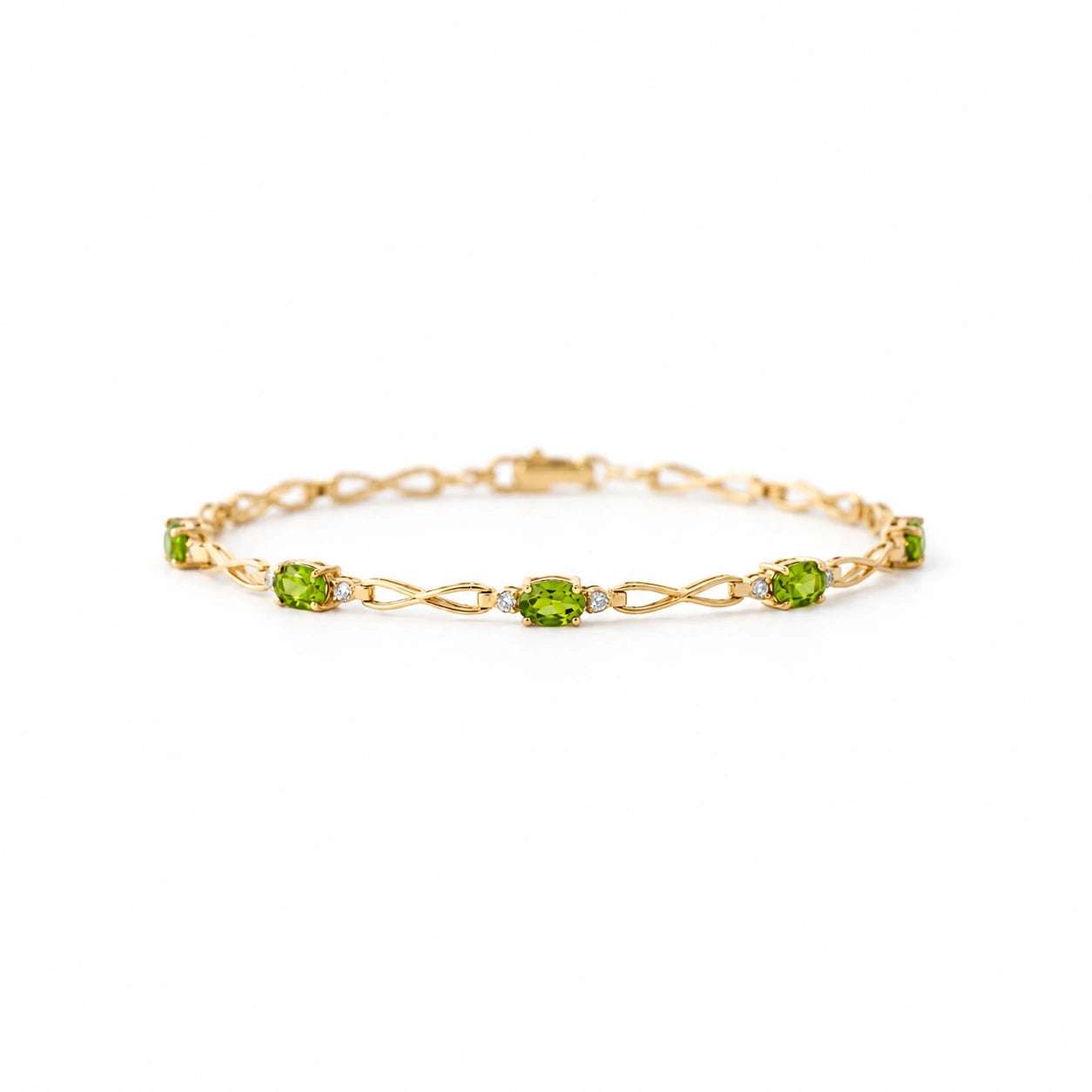 Yellow Gold Diamond & Peridot — Mariagreta