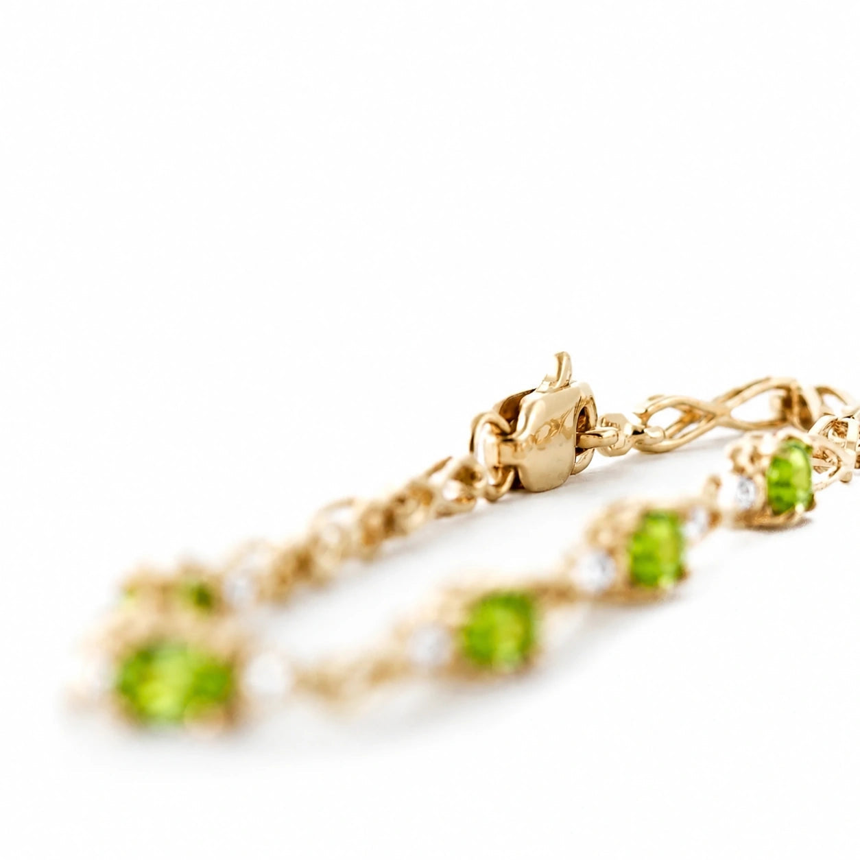 Yellow Gold Diamond & Peridot — Mariagreta