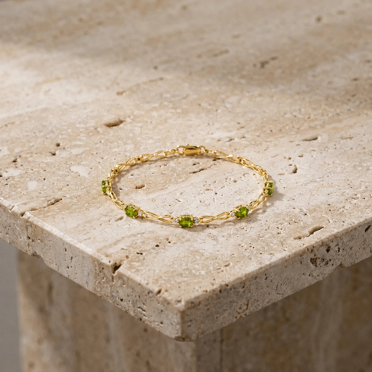 Yellow Gold Diamond & Peridot — Mariagreta