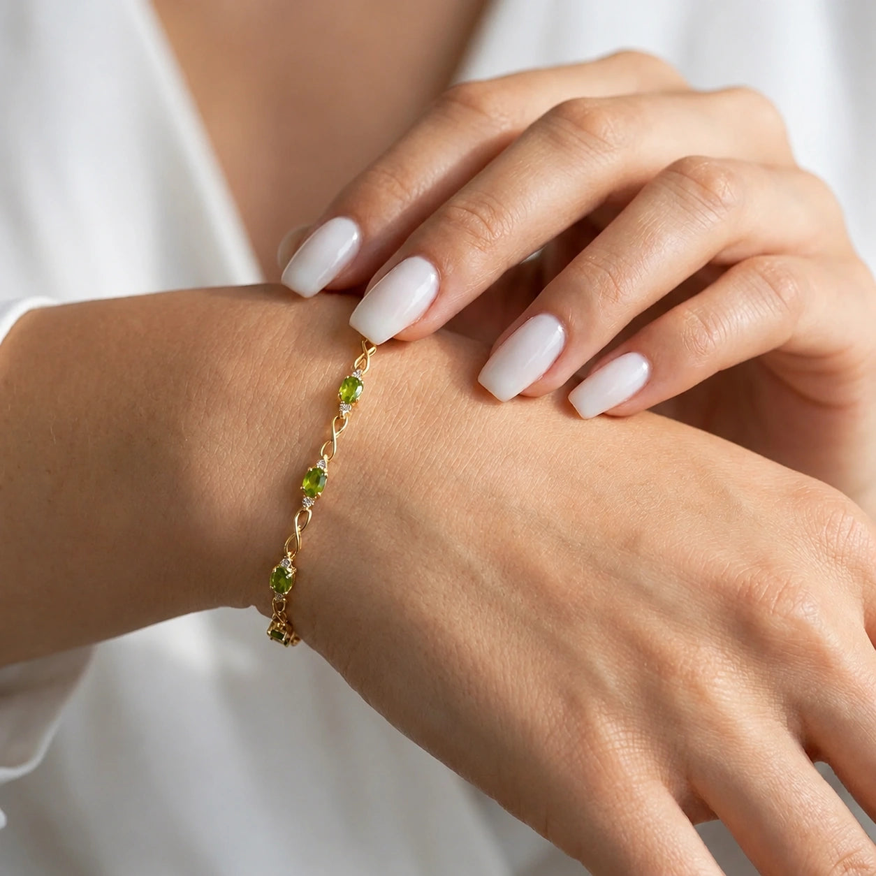 Yellow Gold Diamond & Peridot — Mariagreta