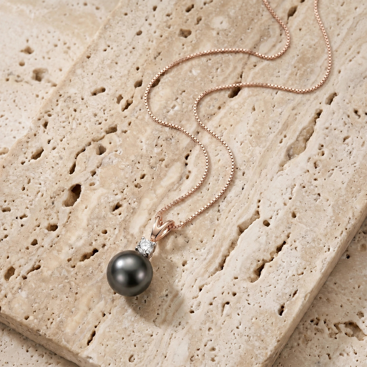 Rose Gold Necklace Pearl 10K — Alma