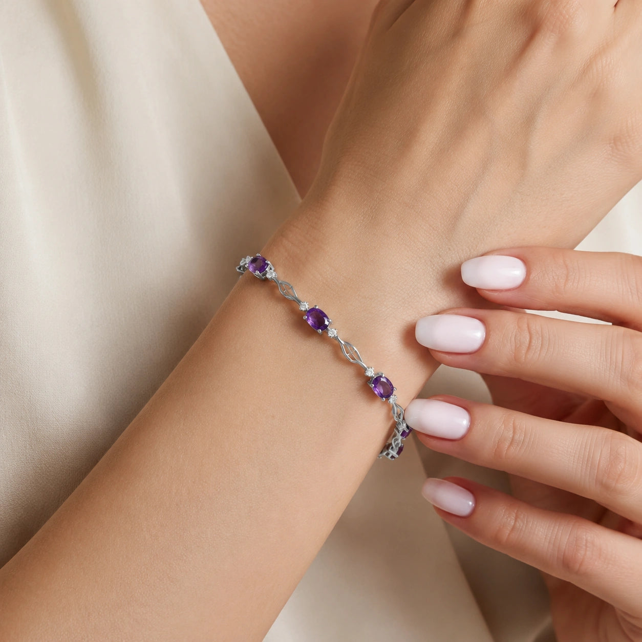White Gold Diamond & Amethyst — Mariaida
