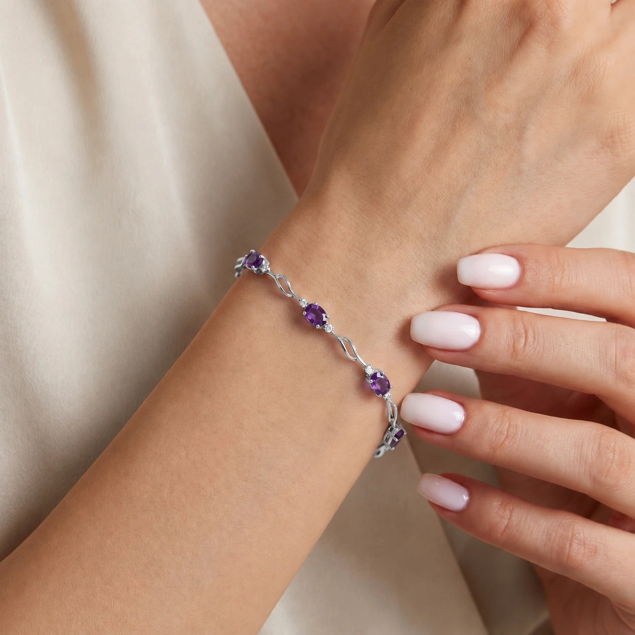 White Gold Diamond & Amethyst — Mariaida