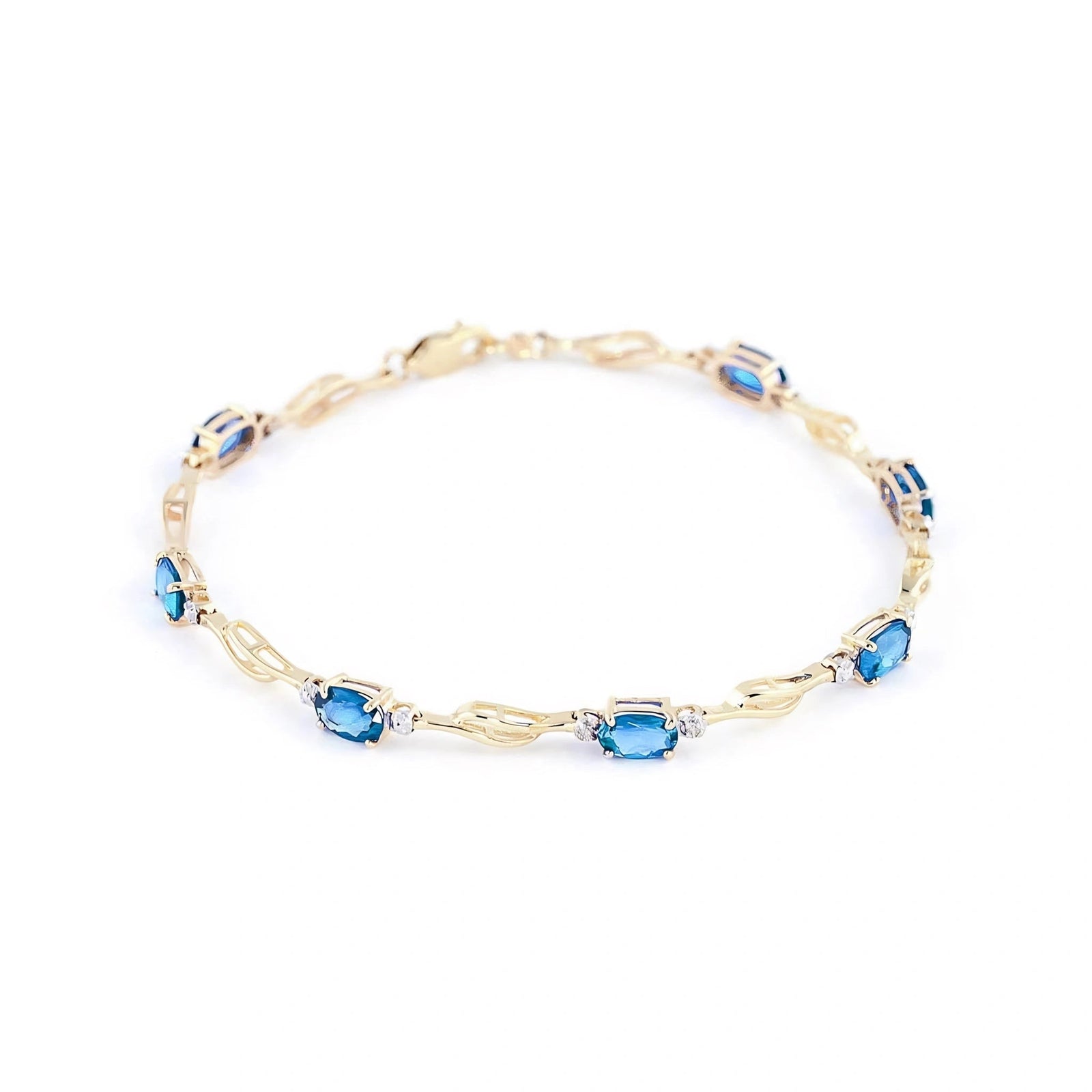 Yellow Gold Diamond & Blue Topaz — Mariaida