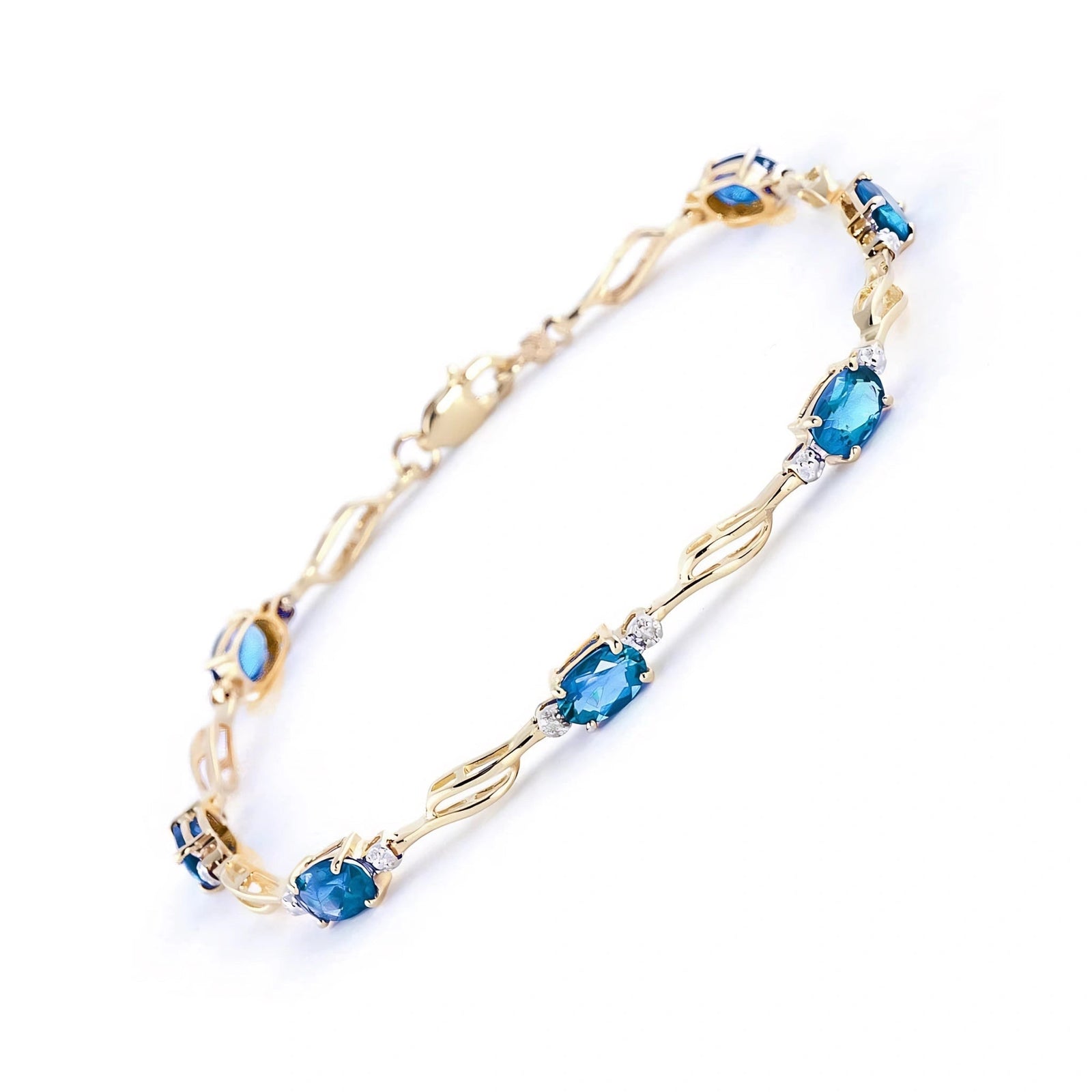 Yellow Gold Diamond & Blue Topaz — Mariaida