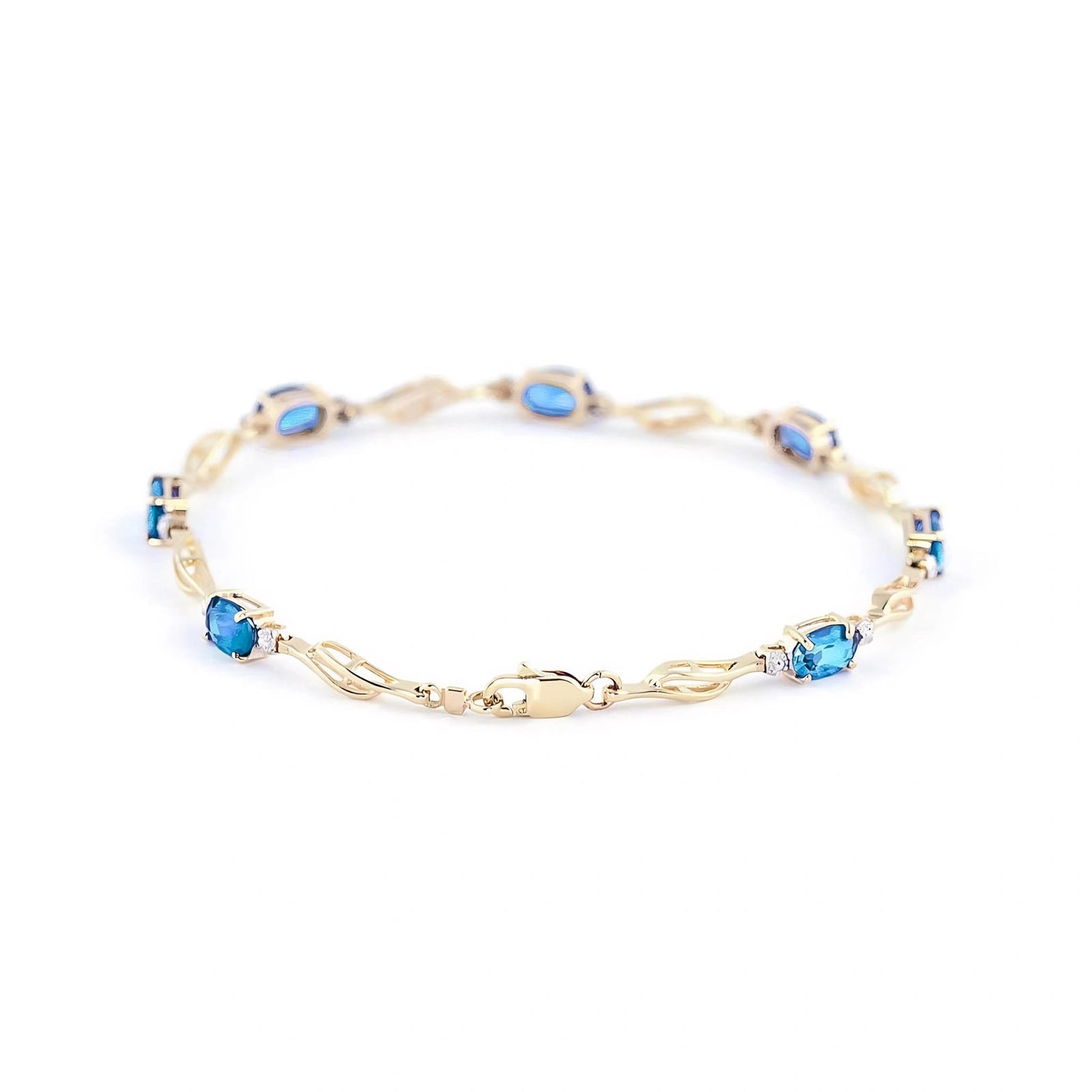 Yellow Gold Diamond & Blue Topaz — Mariaida