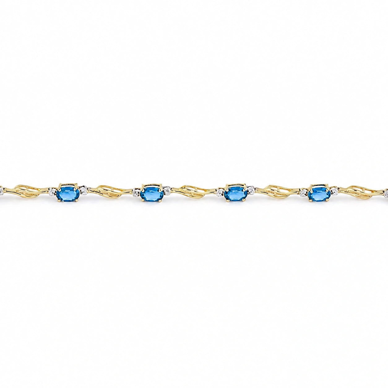 Yellow Gold Diamond & Blue Topaz — Mariaida