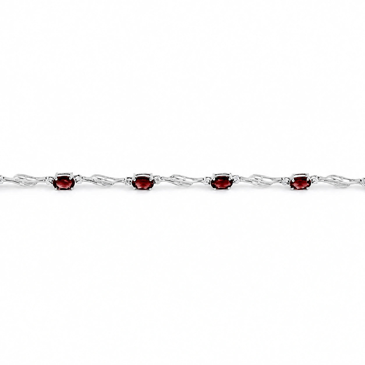 White Gold Diamond & Garnet — Mariaida