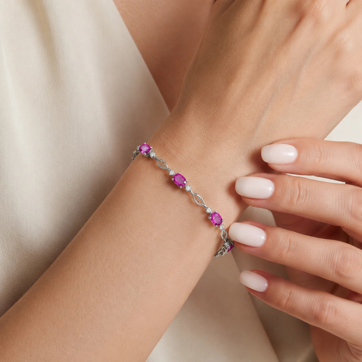 White Gold Diamond & Pink Topaz — Mariaida