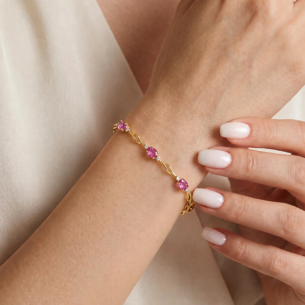 Yellow Gold Diamond & Pink Topaz — Mariaida