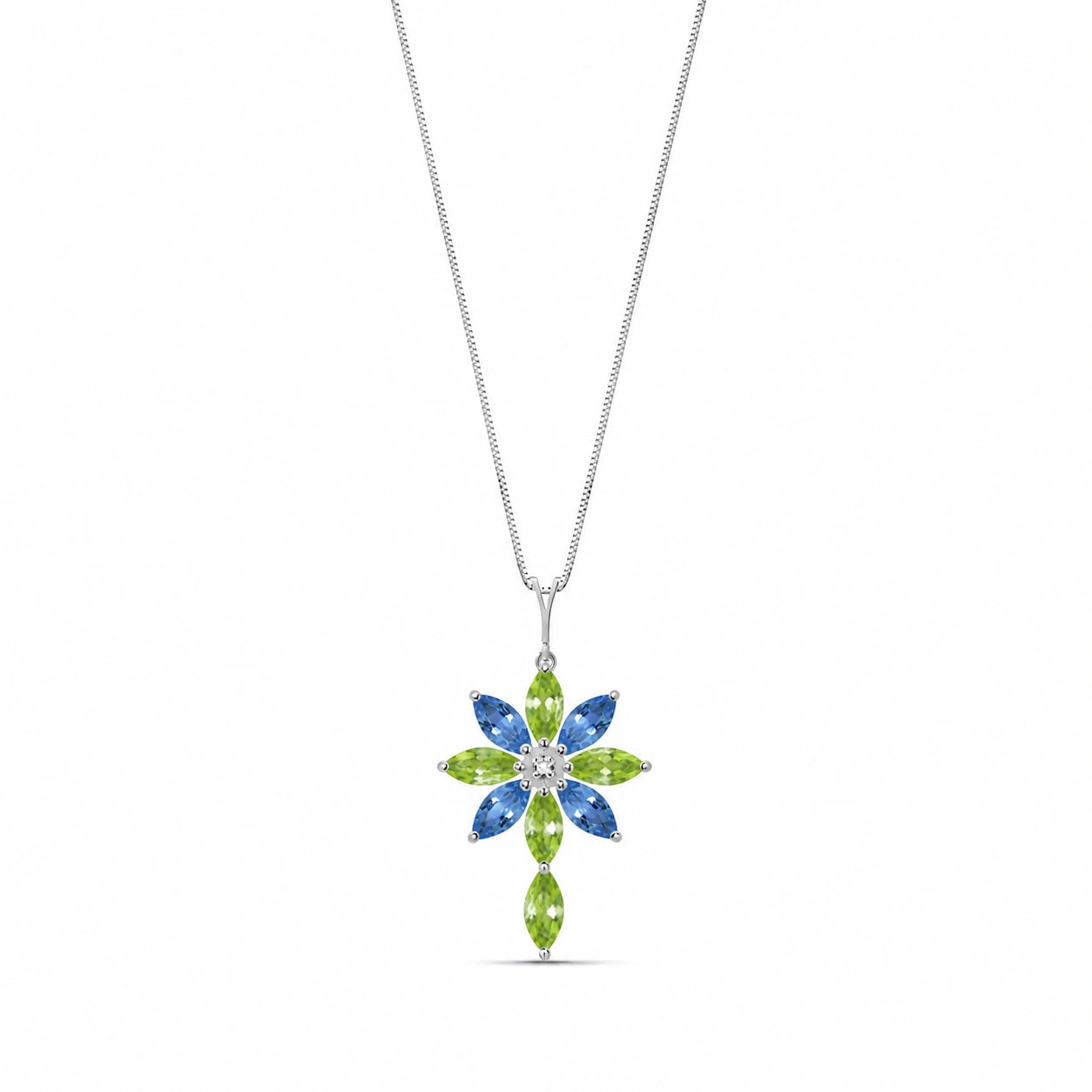 White Gold Blue Topaz & Diamond & Peridot — Angelina