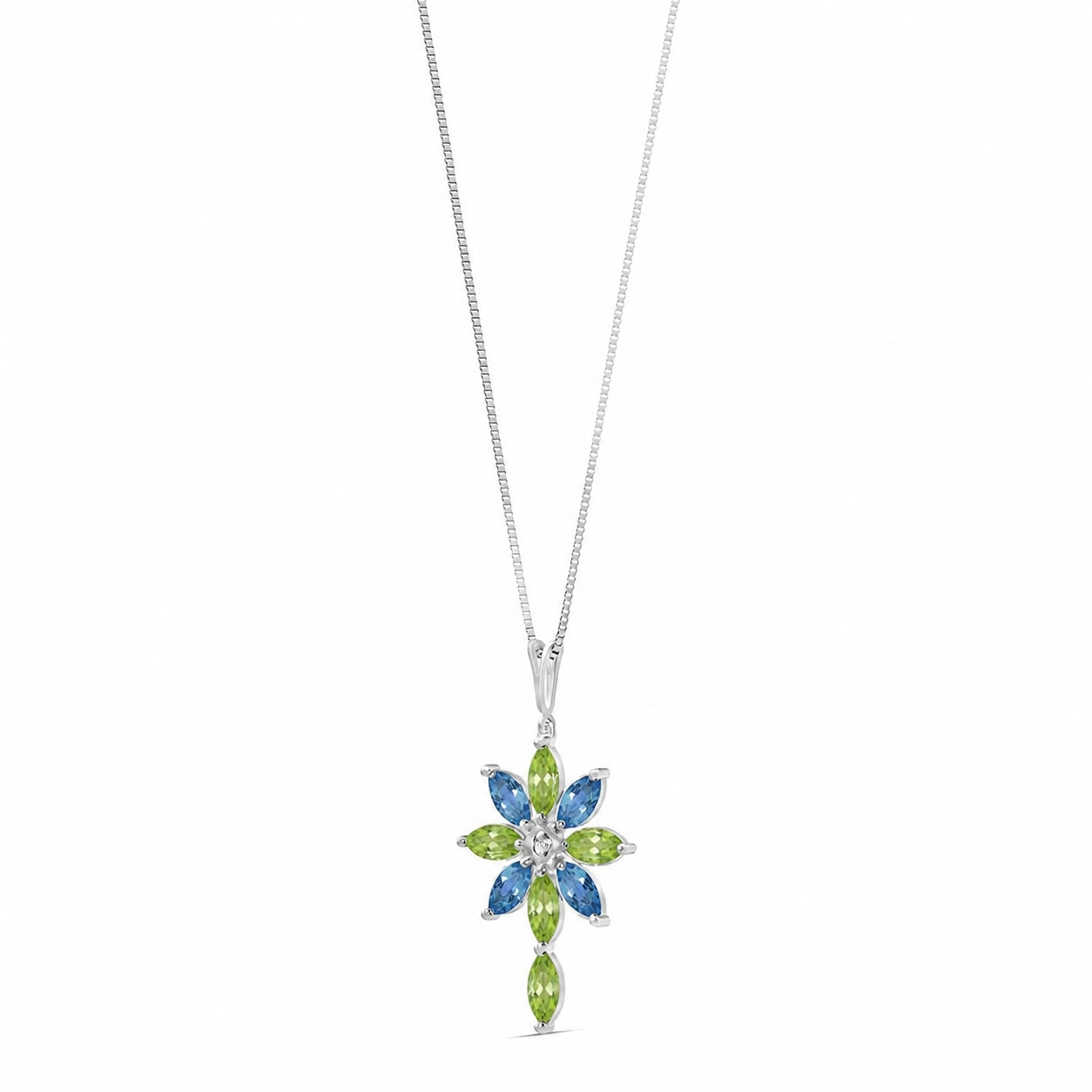 White Gold Blue Topaz & Diamond & Peridot — Angelina