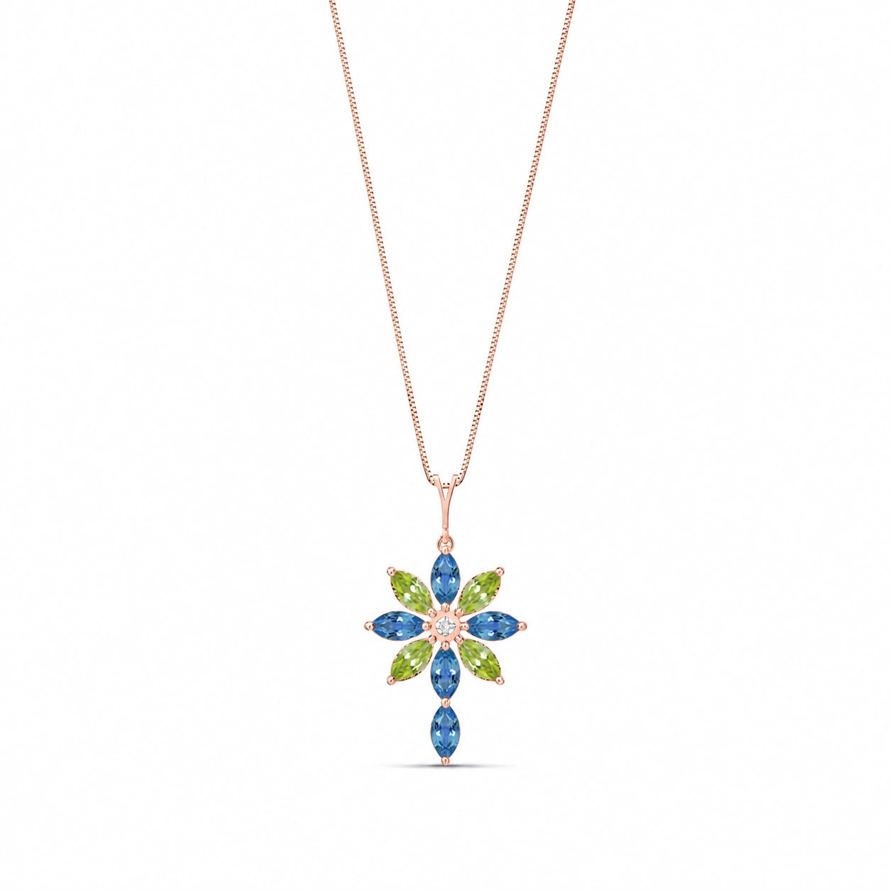 Rose Gold Peridot & Diamond & Blue Topaz — Angelina