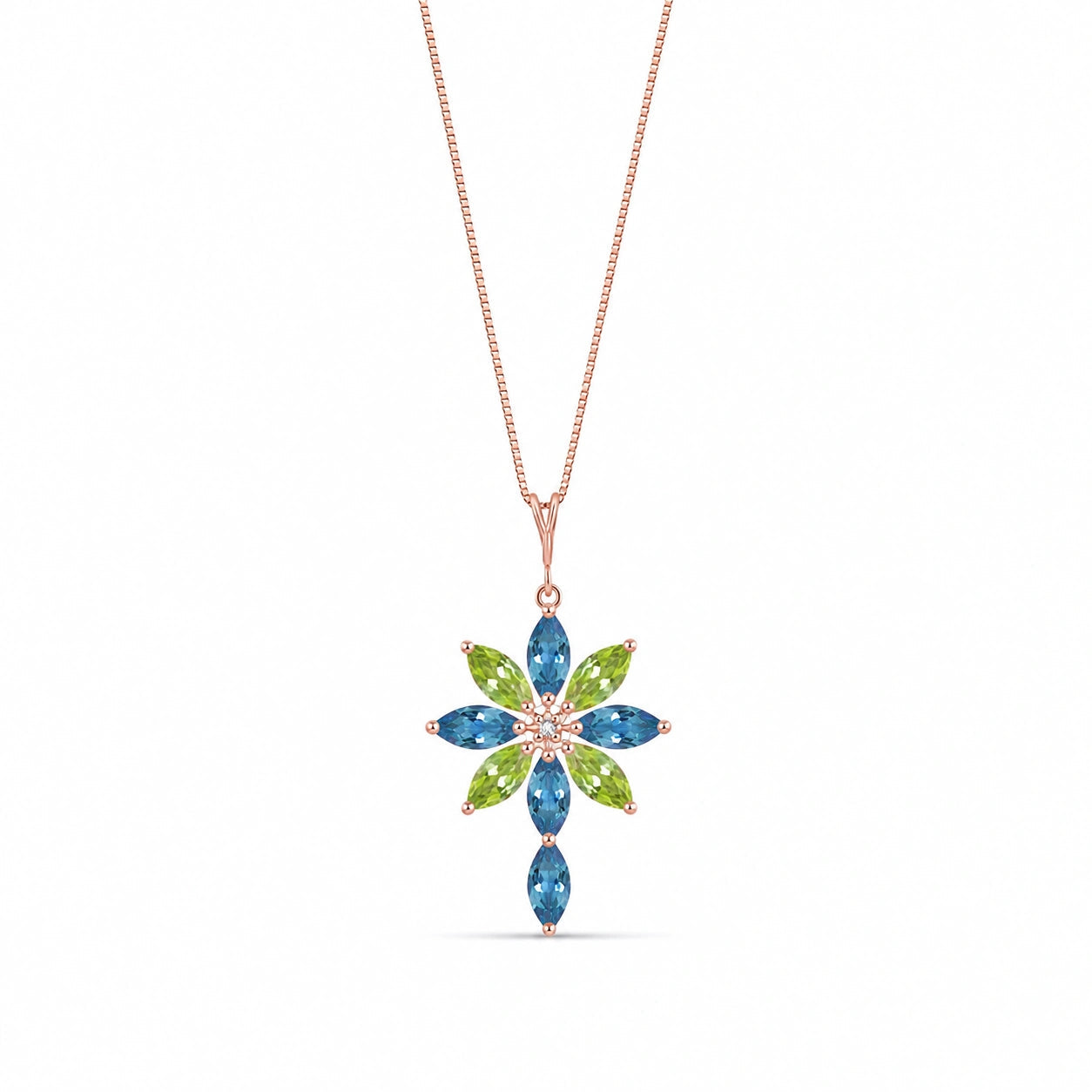 Rose Gold Peridot & Diamond & Blue Topaz — Angelina