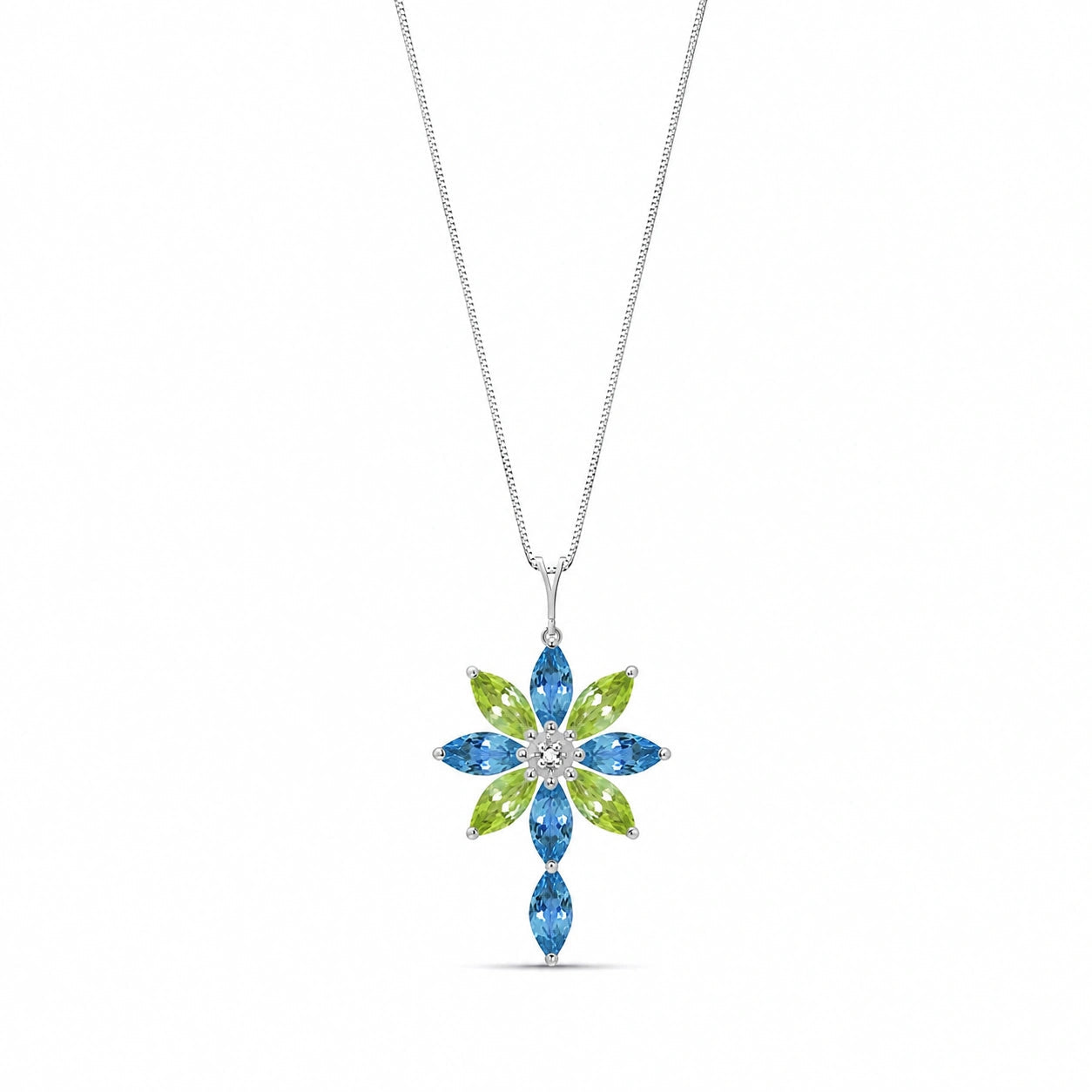 White Gold Peridot & Diamond & Blue Topaz — Angelina