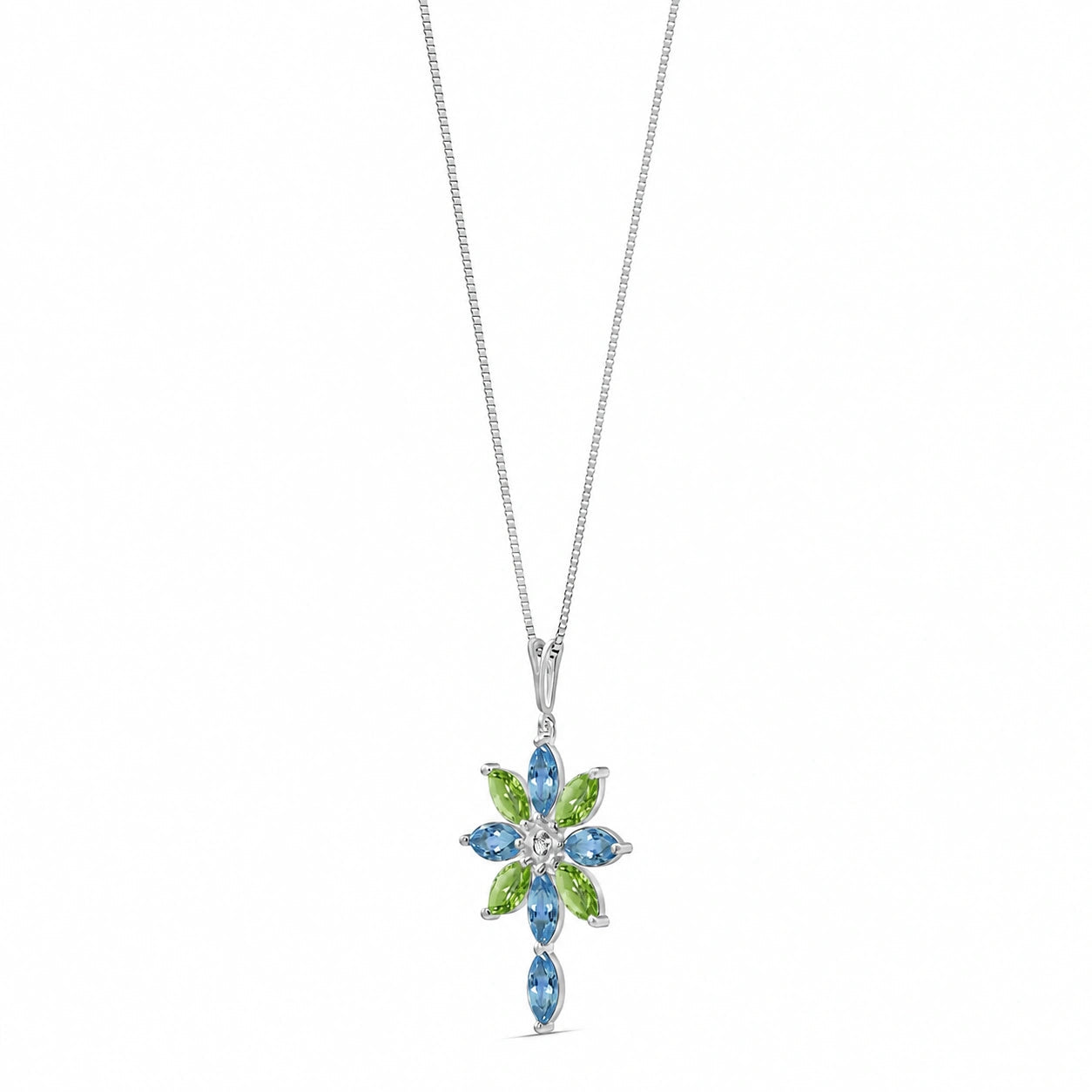 White Gold Peridot & Diamond & Blue Topaz — Angelina