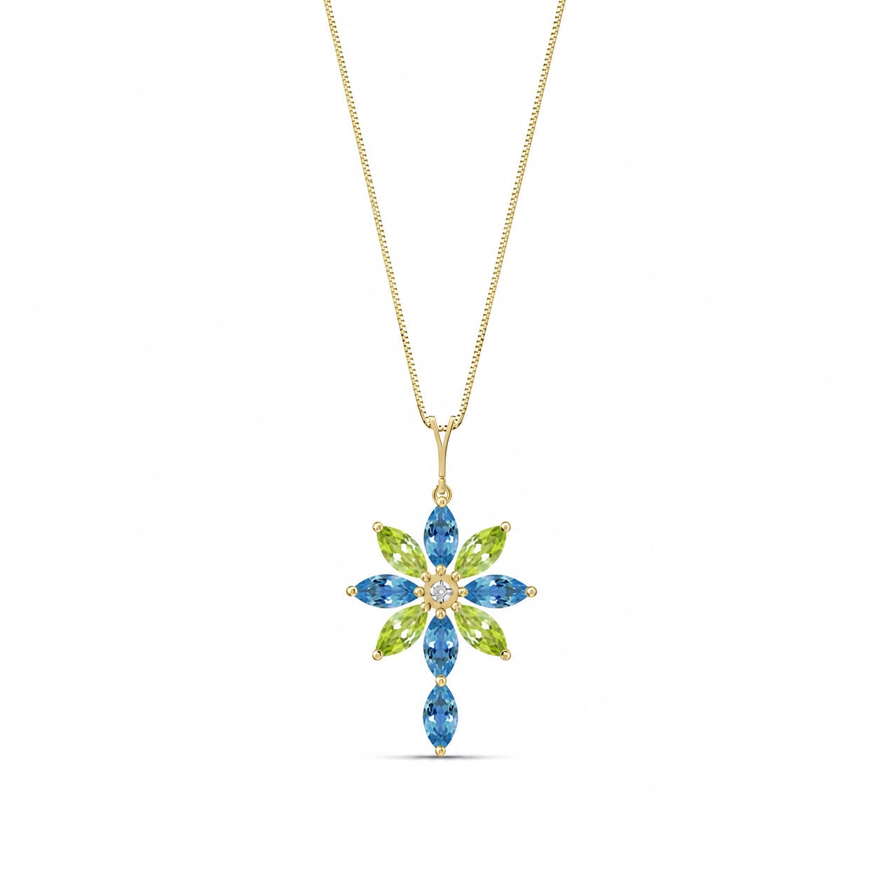 Yellow Gold Peridot & Diamond & Blue Topaz — Angelina