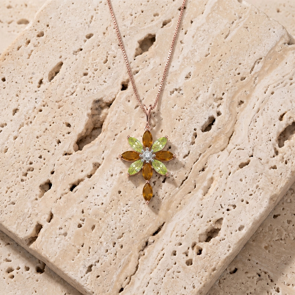 Rose Gold Peridot & Diamond & Citrine — Angelina