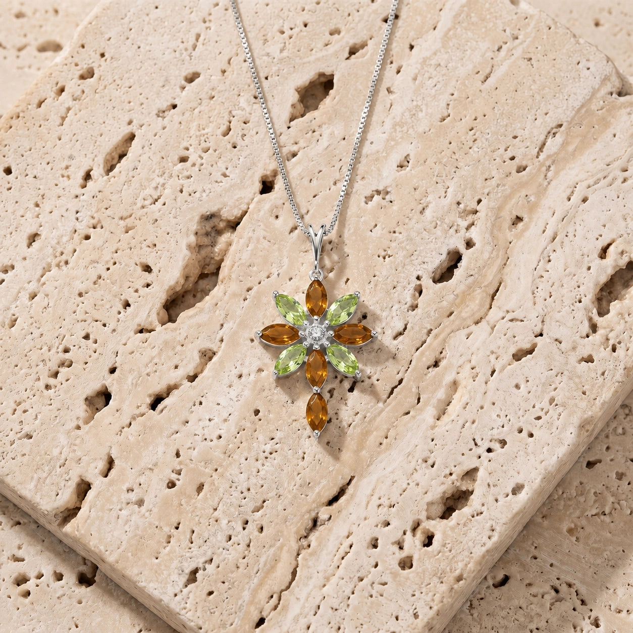 White Gold Peridot & Diamond & Citrine — Angelina