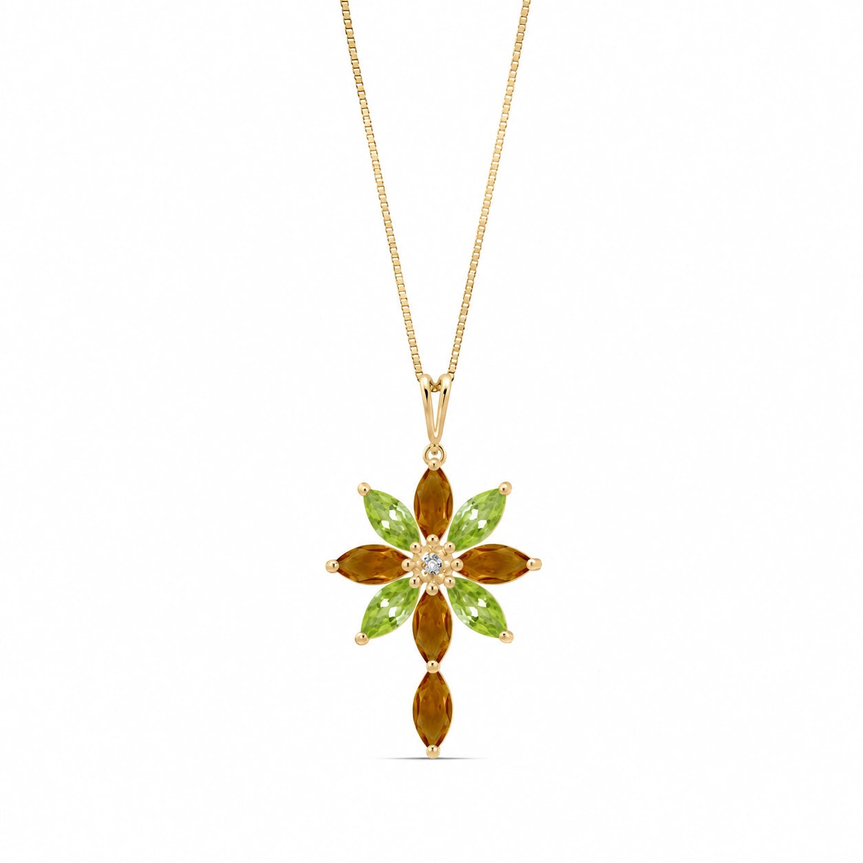 Yellow Gold Peridot & Diamond & Citrine — Angelina