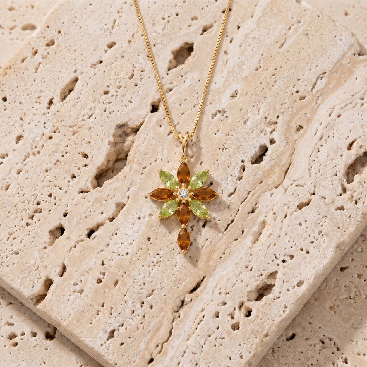 Yellow Gold Peridot & Diamond & Citrine — Angelina