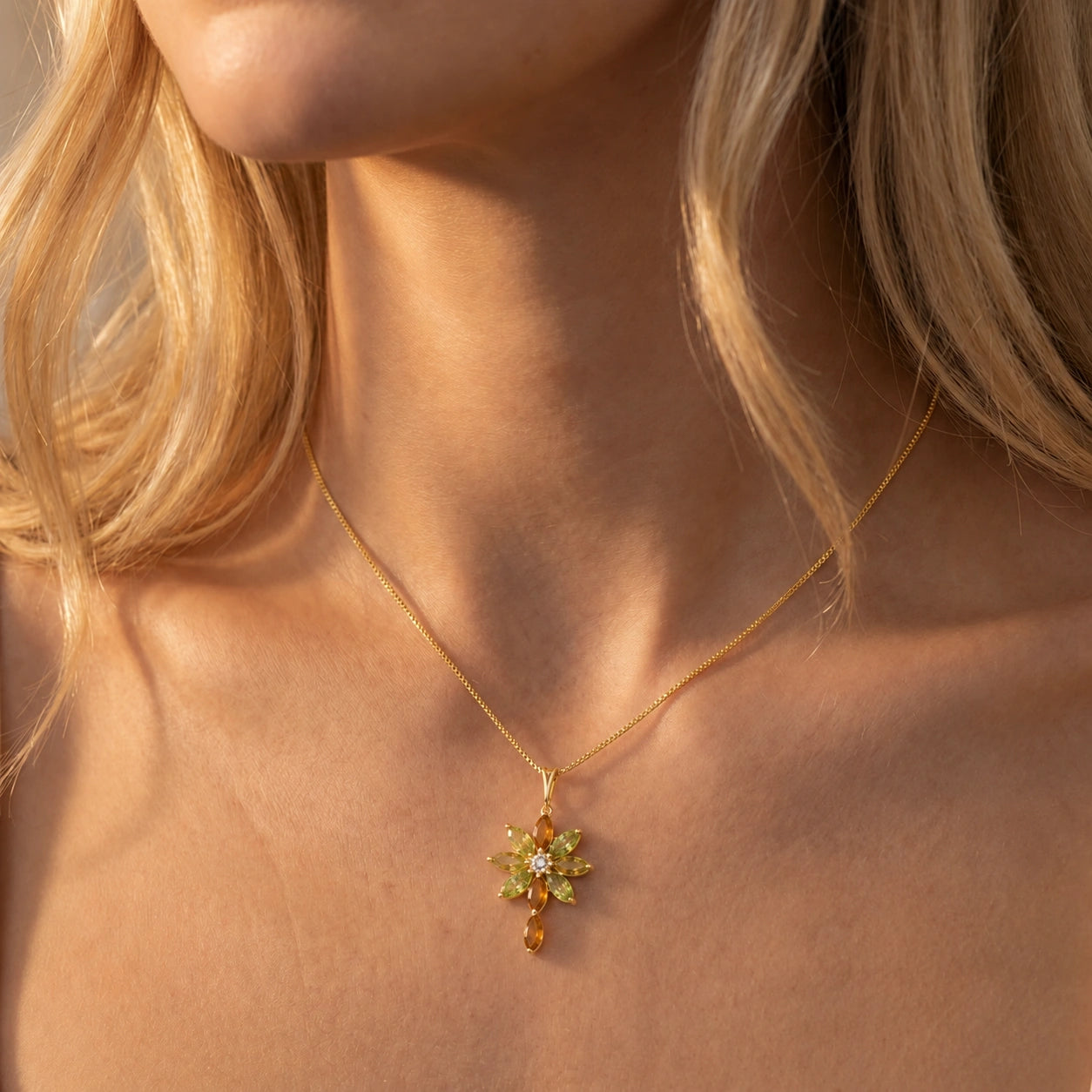 Yellow Gold Peridot & Diamond & Citrine — Angelina