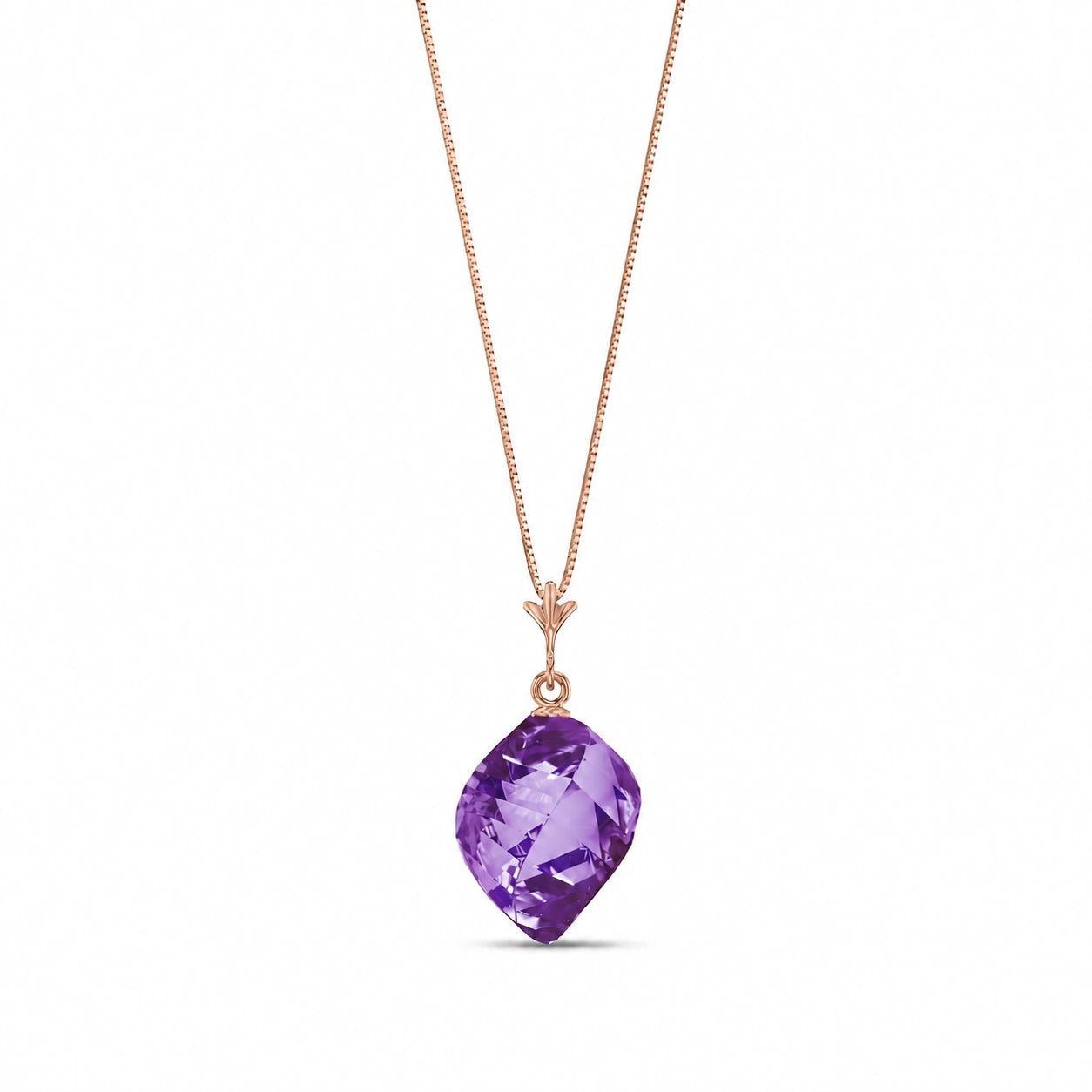Rose Gold Pendant Necklace Amethyst 10K — Malvina