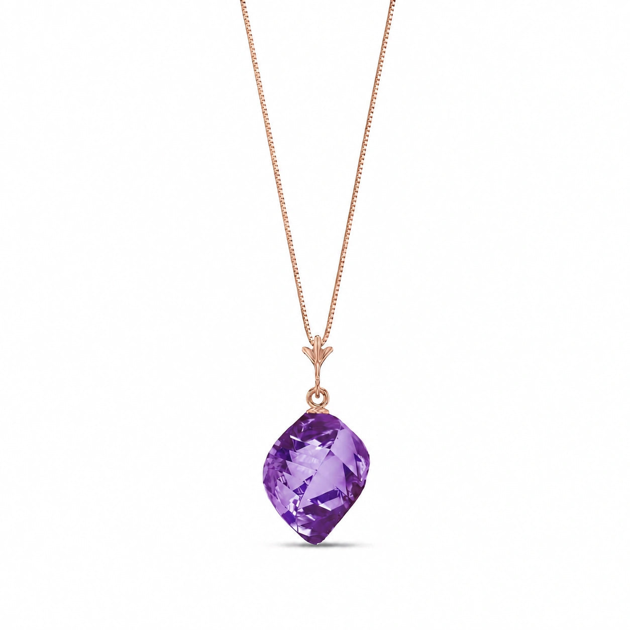 Rose Gold Pendant Necklace Amethyst 10K — Malvina