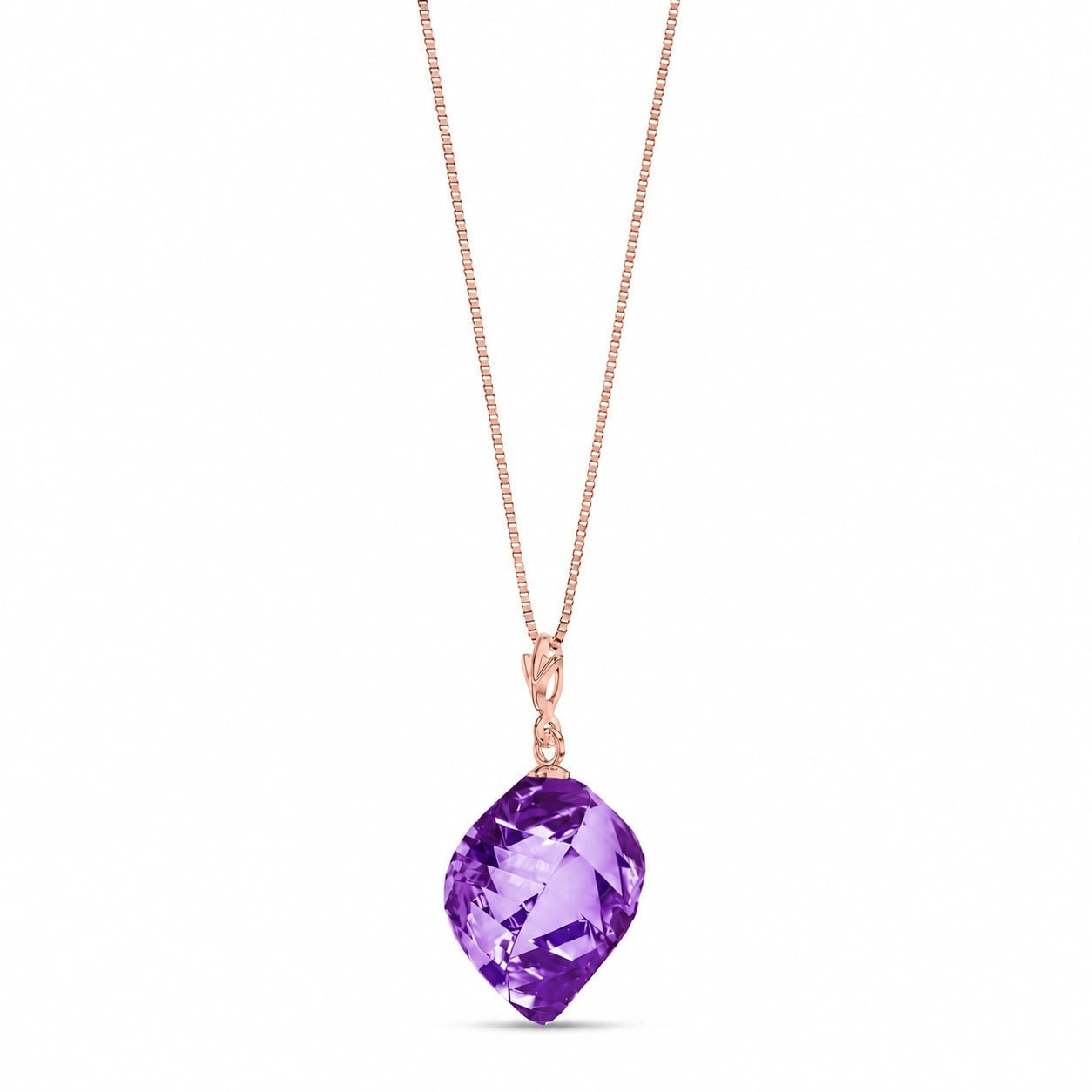 Rose Gold Pendant Necklace Amethyst 10K — Malvina