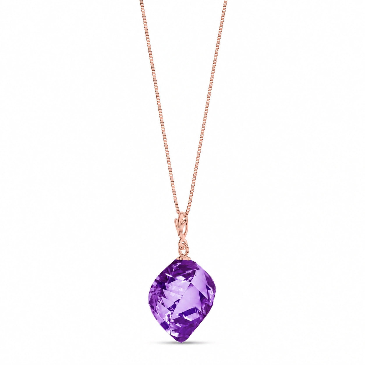 Rose Gold Pendant Necklace Amethyst 10K — Malvina