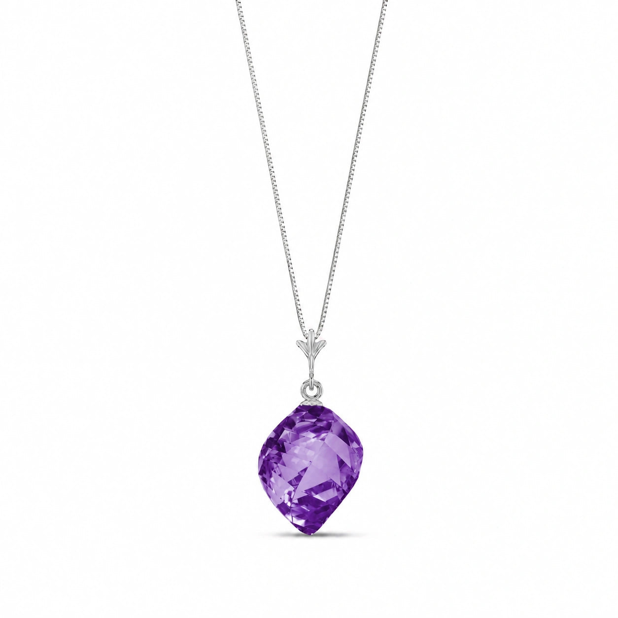 White Gold Pendant Necklace Amethyst 10K — Malvina