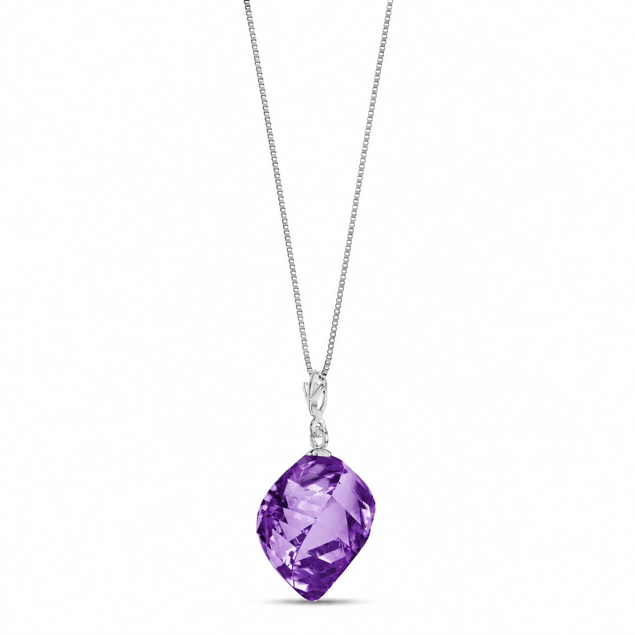 White Gold Pendant Necklace Amethyst 10K — Malvina