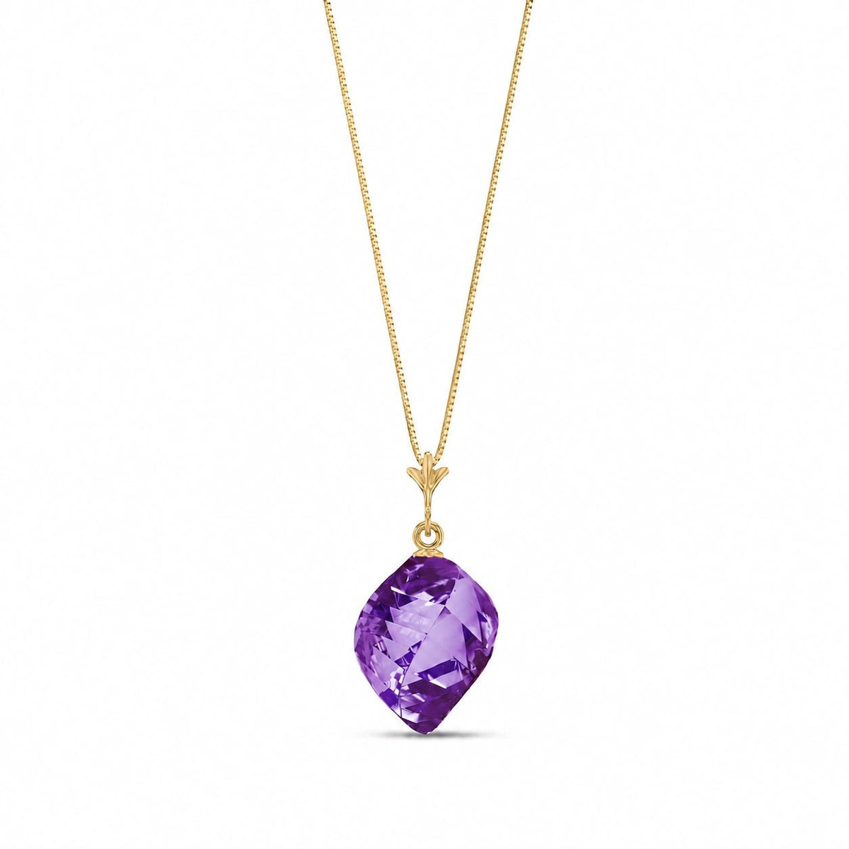 Yellow Gold Pendant Necklace Amethyst 10K — Malvina