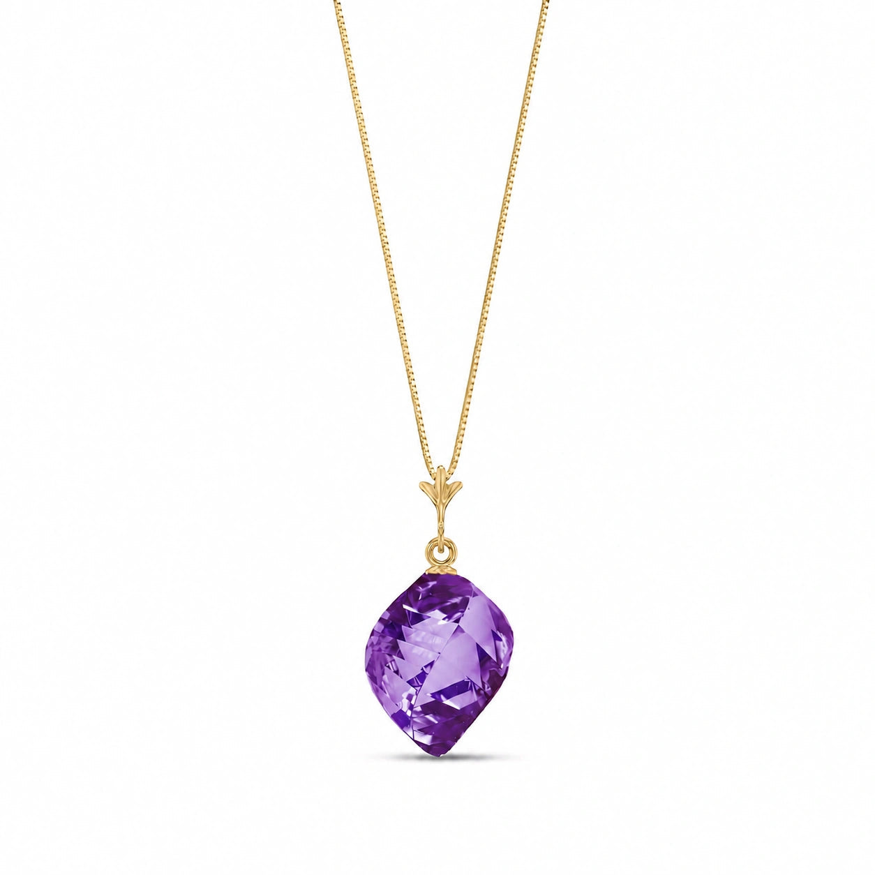 Yellow Gold Pendant Necklace Amethyst 10K — Malvina