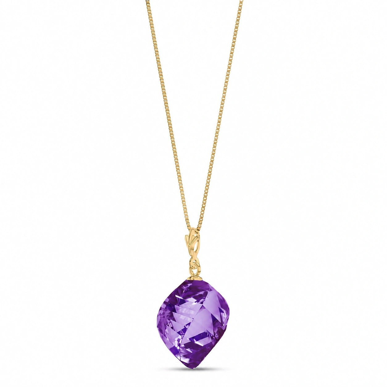 Yellow Gold Pendant Necklace Amethyst 10K — Malvina