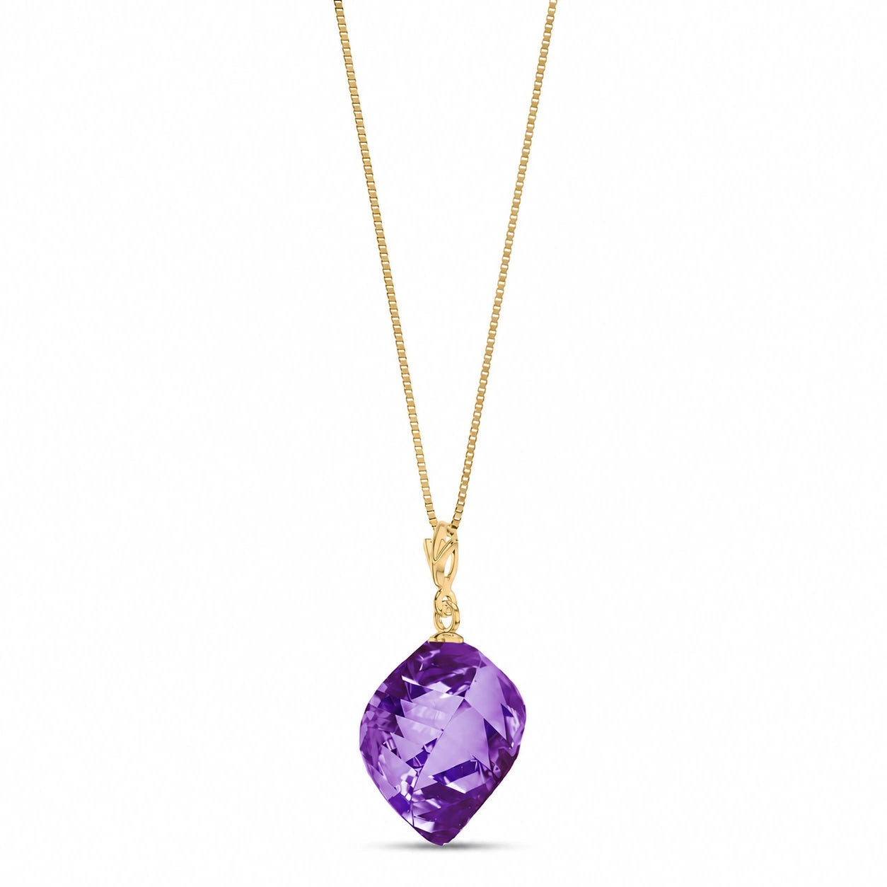 Yellow Gold Pendant Necklace Amethyst 10K — Malvina