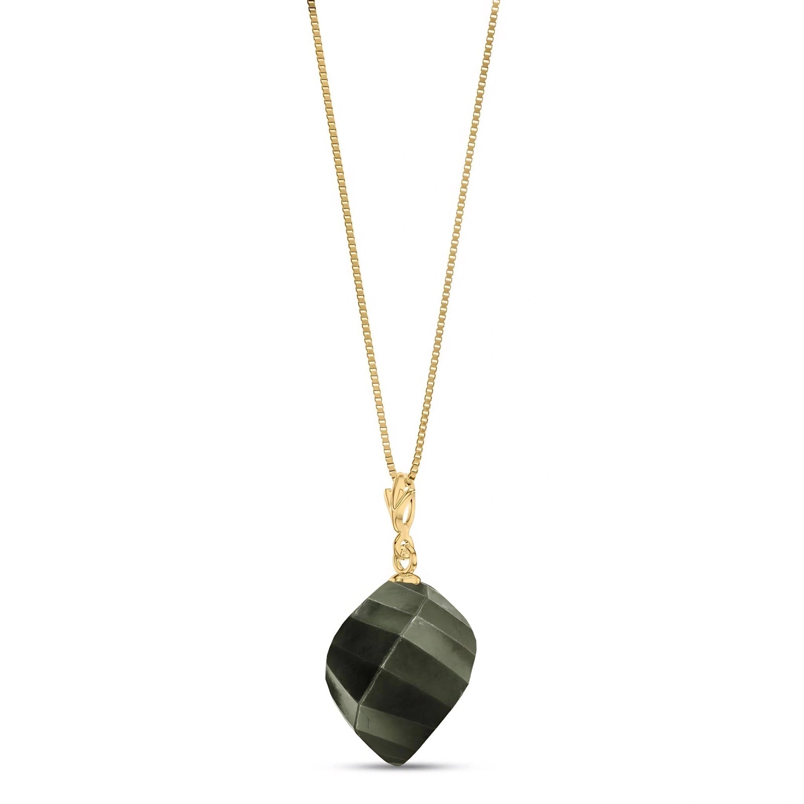 Yellow Gold Pendant Necklace Blue Topaz 10K — Malvina