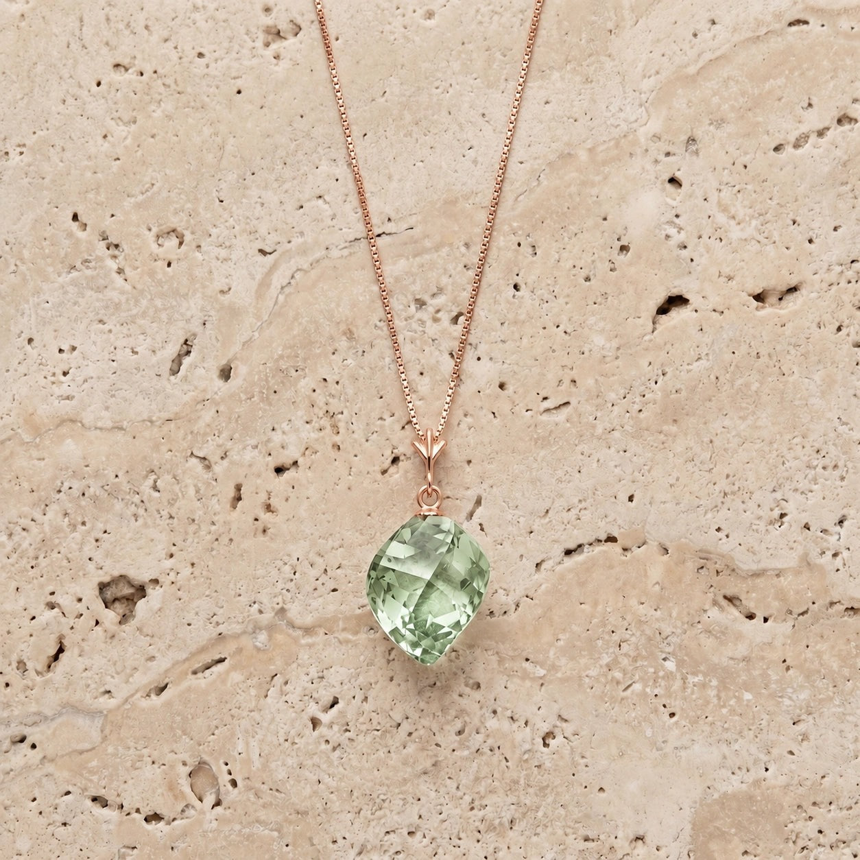 Rose Gold Pendant Necklace Citrine 10K — Malvina