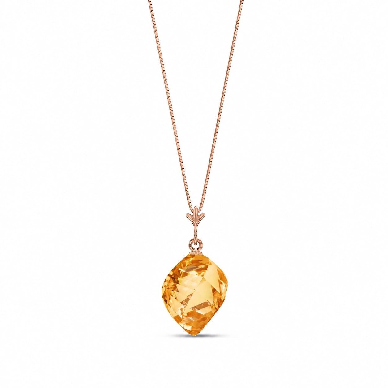 Rose Gold Pendant Necklace Green Amethyst 10K — Malvina