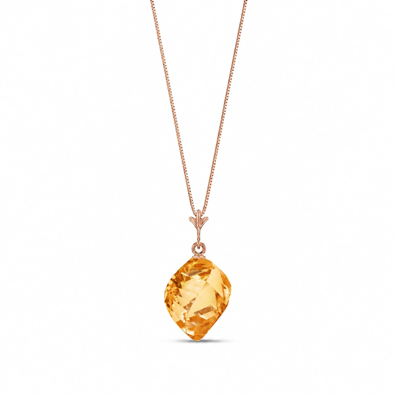 Rose Gold Pendant Necklace Green Amethyst 10K — Malvina
