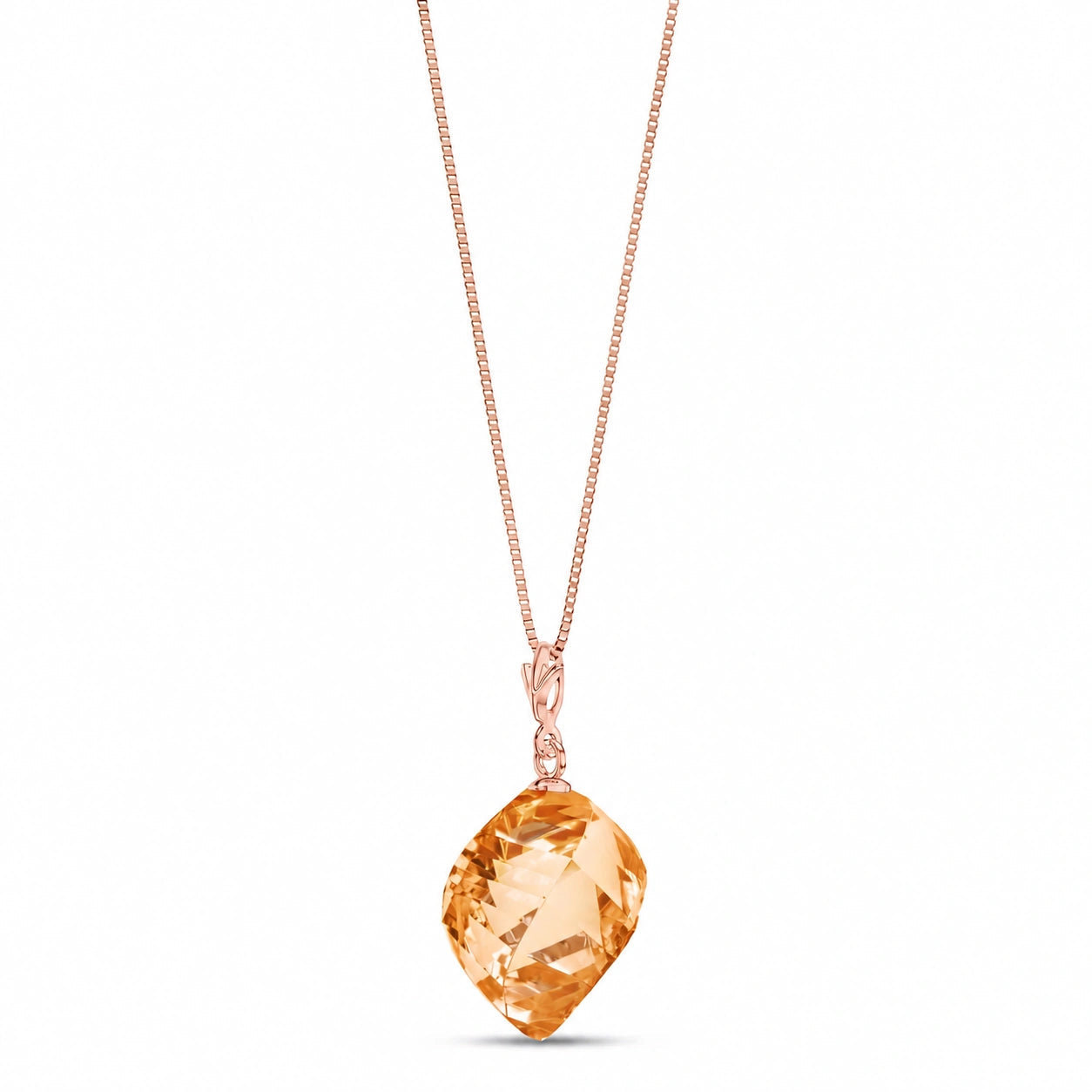 Rose Gold Pendant Necklace Green Amethyst 10K — Malvina