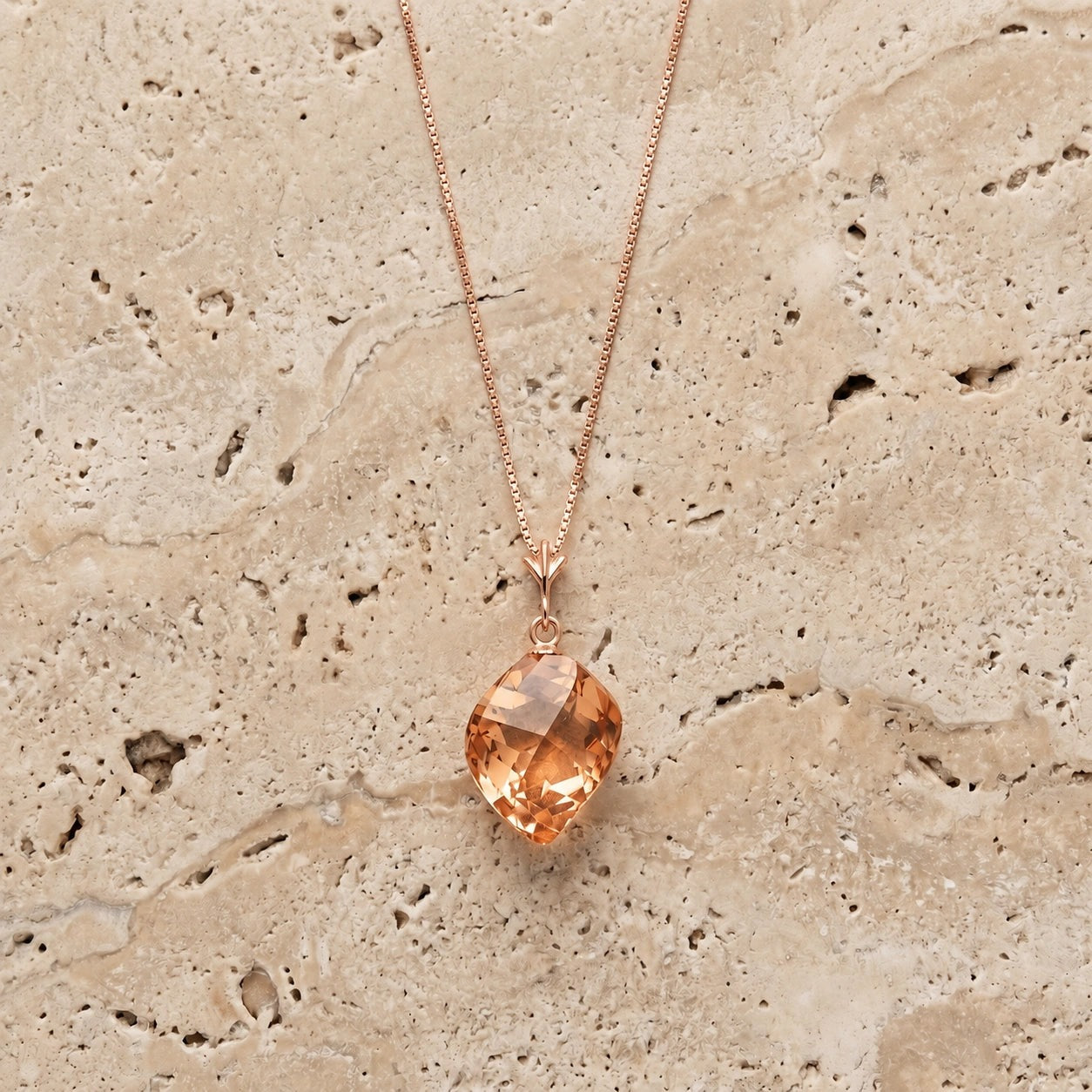 Rose Gold Pendant Necklace Green Amethyst 10K — Malvina