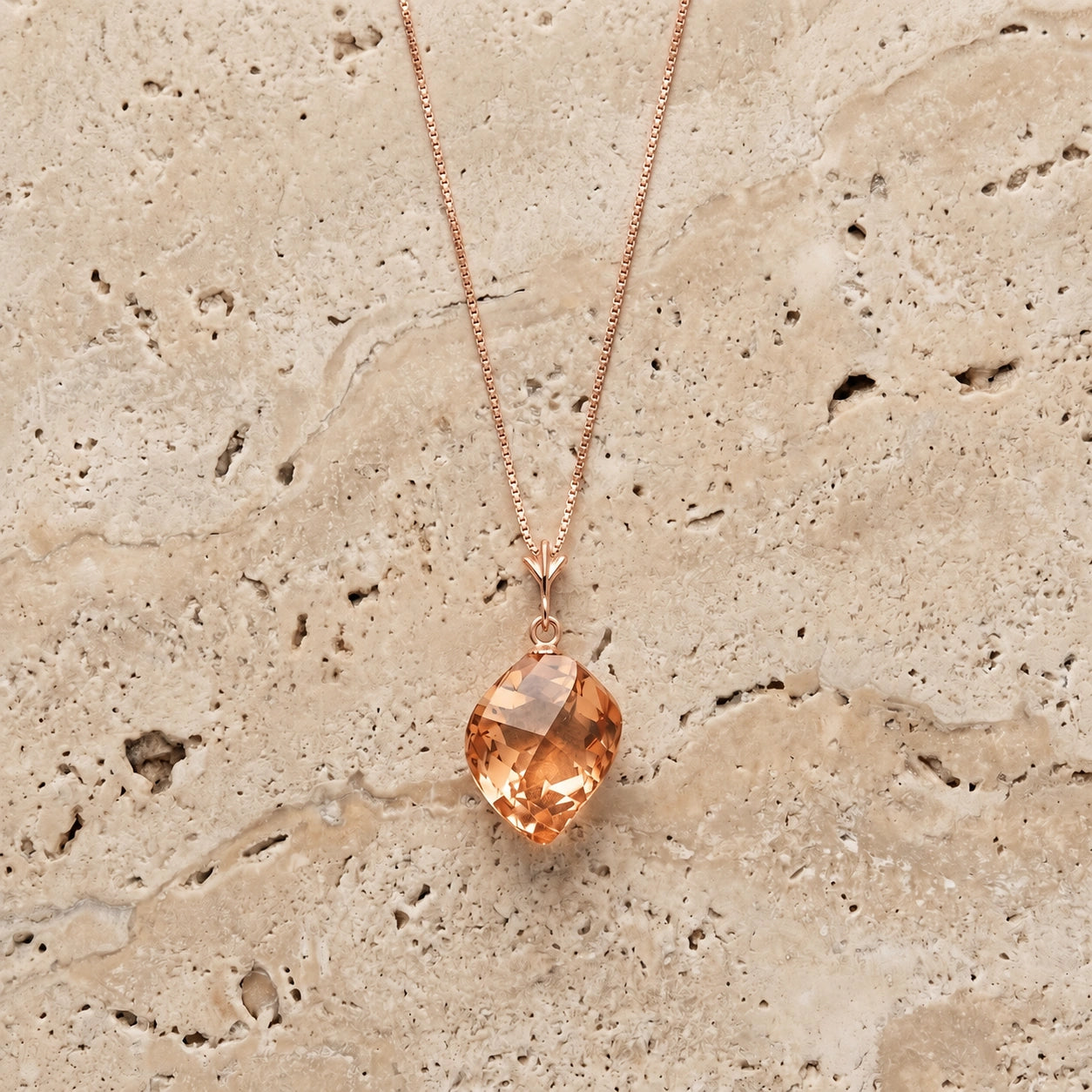 Rose Gold Pendant Necklace Green Amethyst 10K — Malvina