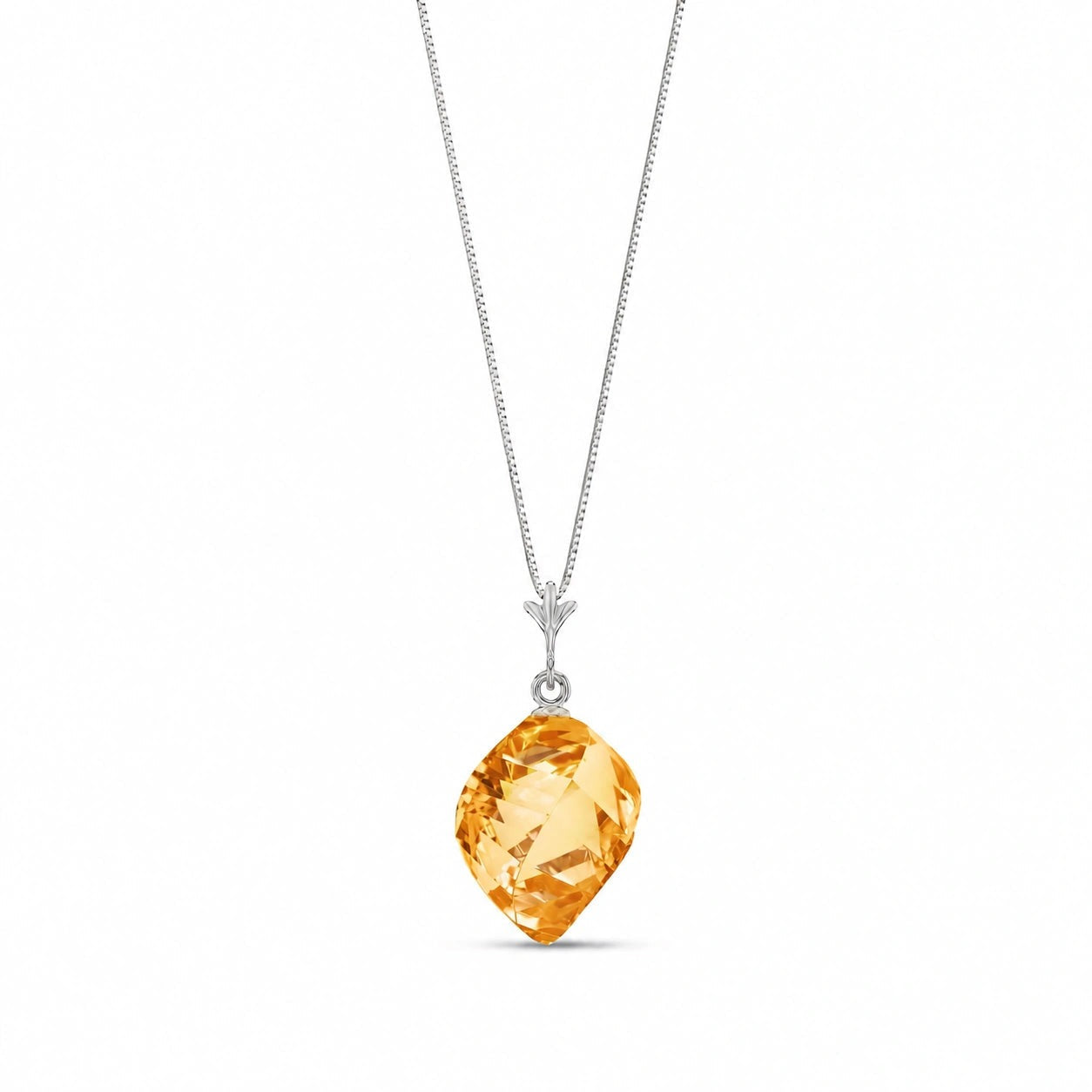 White Gold Pendant Necklace Green Amethyst 10K — Malvina
