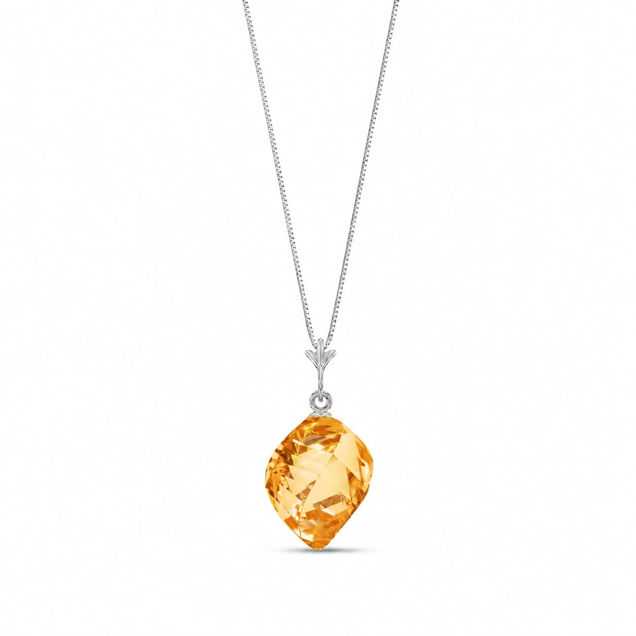 White Gold Pendant Necklace Green Amethyst 10K — Malvina