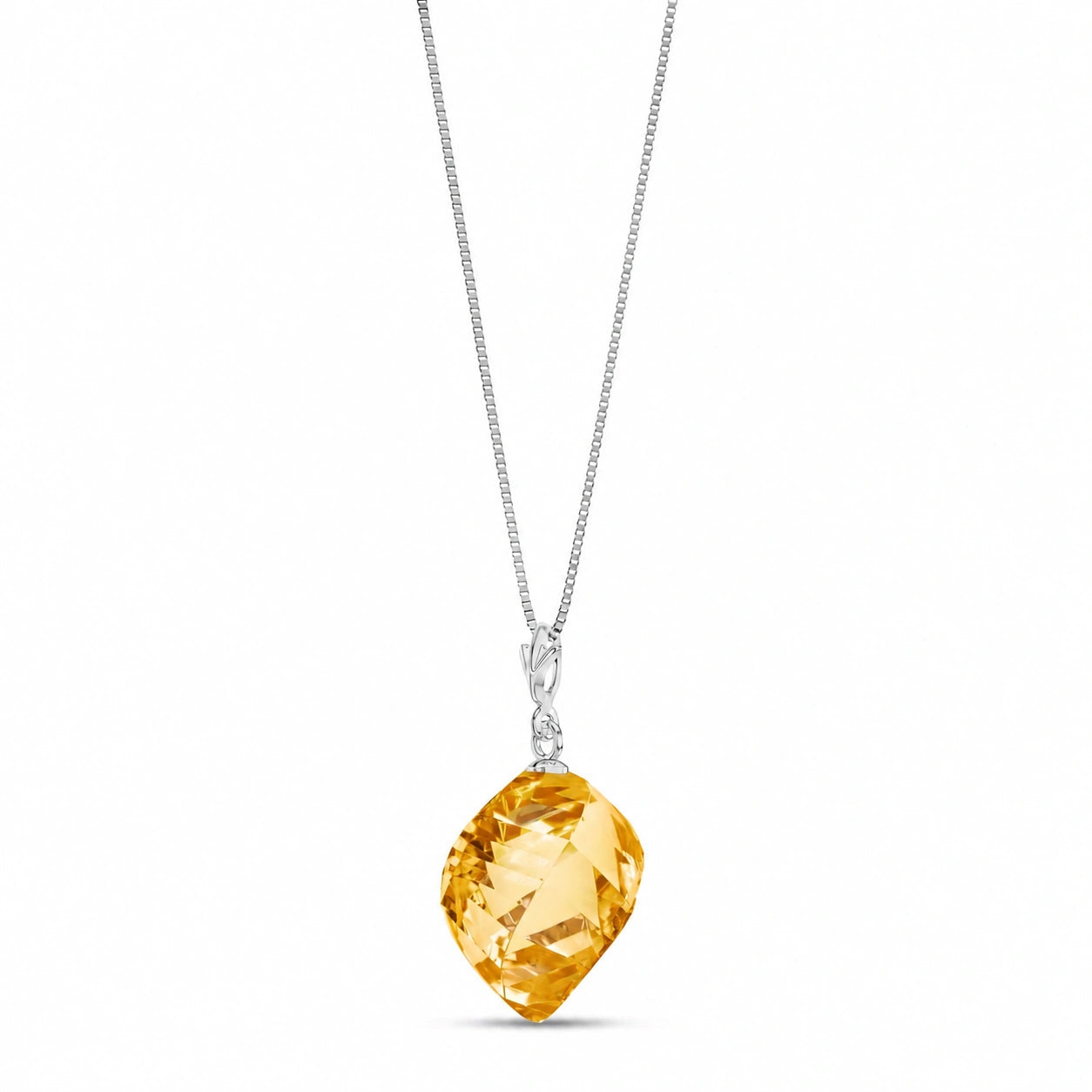 White Gold Pendant Necklace Green Amethyst 10K — Malvina