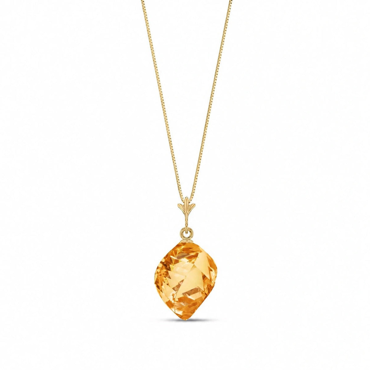 Yellow Gold Pendant Necklace Green Amethyst 10K — Malvina